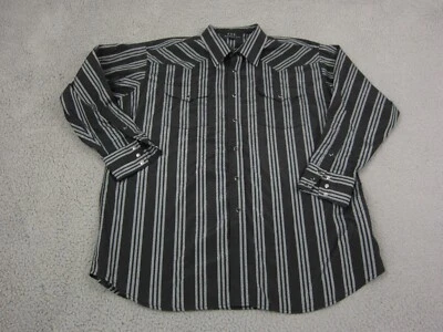 Panhandle Slim Shirt Adult 17.5 Black Aztec Silver Cowboy Western Snap Mens - Image 1 of 4