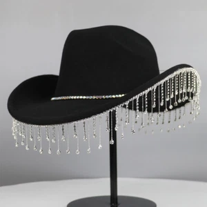 Fransenhut Kostüme Requisiten Halloween Western Cowboy Cowgirl Hut Glitzer Strass - Bild 1 von 12