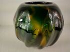 Vintage Murano Hand Blown Glass Vase Green Swirl 7.5 in high