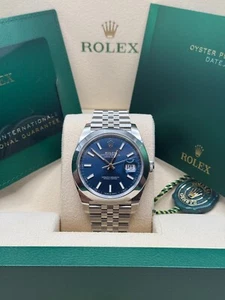 Rolex Datejust 41 NEW 2025 Blue Index Dial Stainless Steel Smooth Bezel Jubilee - Picture 1 of 9