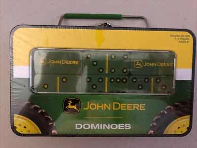 John Deere Dominoes Set in Collectors Tin  2005 Yellow & Green USAopoly New - Image 1 of 4