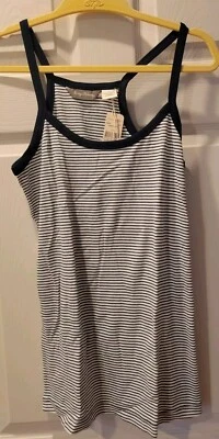 ❤❤TOMMY BAHAMA NWT Paradise Spa Stripe Cami Tank Top Black / White Size XL 16 — 第 1/3 张图片
