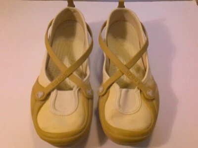 CROCS Celeste Women Shoes Tan Ivory Comfort Mary Jane Flats ~ Size 7 - Image 1 of 4