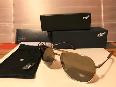 New Mont Blanc MB546S 28H Sunglasses, Shiny Rose Gold & Havana / Brown Polarized - Image 1 of 4