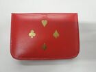 VIntage playing card travel case with two decks and score pad Red Leather VGC!