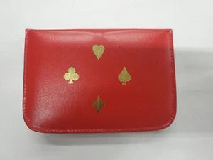 Vintage Spielkarten Reiseetui mit zwei Decks und Punkteblock rotes Leder sehr guter Zustand! - Bild 1 von 8