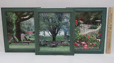 Lot of 3 Garden Patio Tree Pictures Photos In Green Frames Wall Decor 