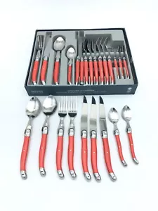 Laguiole Besteckset, Edelstahl, Perlmutt Rot, Geschenkbox, spülmaschinenfest - Bild 1 von 6
