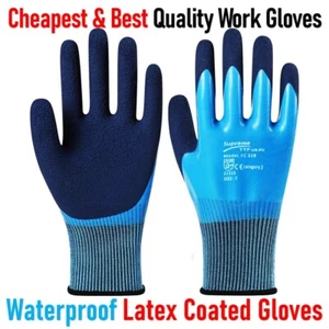 Waterproof Latex Coated Work Safety Grip Gloves Builders Gardening Mechanic - Picture 1 of 6
