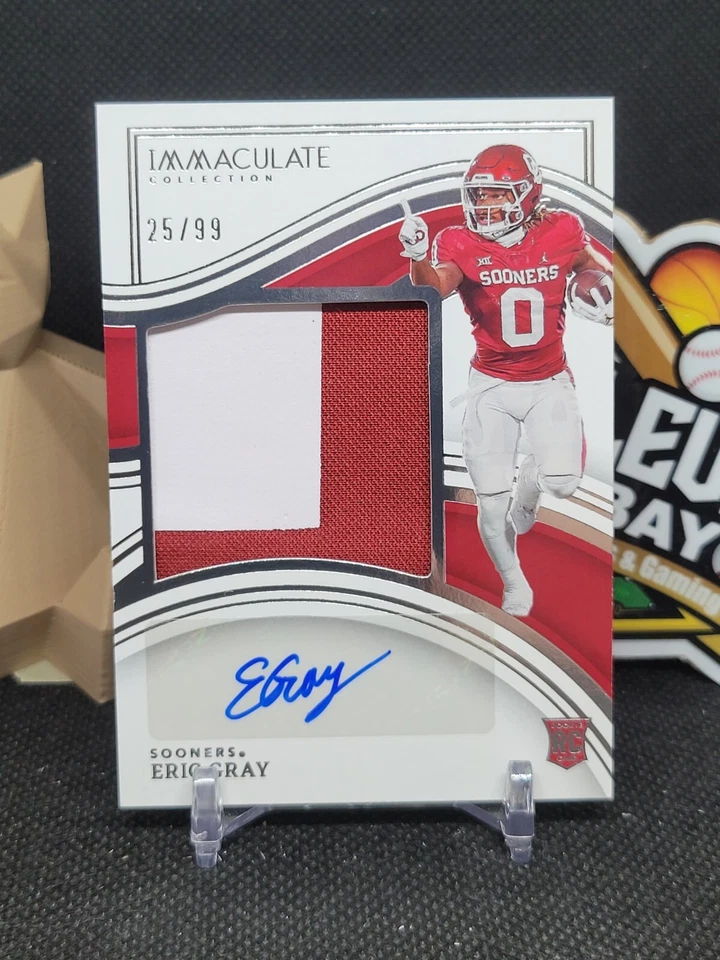 ERIC GRAY 2023 Immaculate Collegiate RC Patch Auto /99 RPA Sooners Giants (CBRP) - Image 1 of 2
