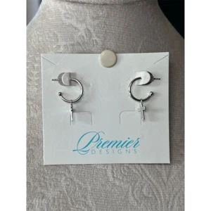 Orecchini a cerchio croce in argento sterling 925 Premier Designs delicati senza nichel   - Foto 1 di 5