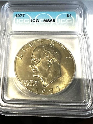 1977 D “Ike” Eisenhower $1 Dollar ICG MS65 - Image 1 of 4