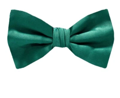 Pajarita de satén liso preatada verde azulado para bodas formales escuelas Foto 1 de 2