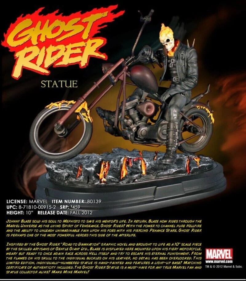 Gentle Giant Ghost Rider en motocicleta estatua 061/250 Johnny Blaze NUEVO SELLADO Foto 1 de 4