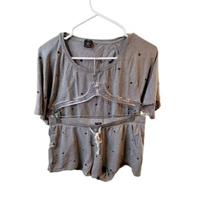 J. Crew Medium pajama 2 piece set lot women top shorts stretch casual hearts - Picture 1 of 12