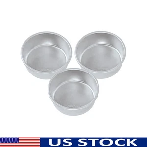 3pc Natural Aluminum Round Cake Pan Set 6in Professional Quality Baking Tool New - Picture 1 of 4