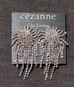 Cezanne Clear Crystal Rhinestone Clip On Women Earrings New Vtg New Worn Dangle - Picture 1 of 7
