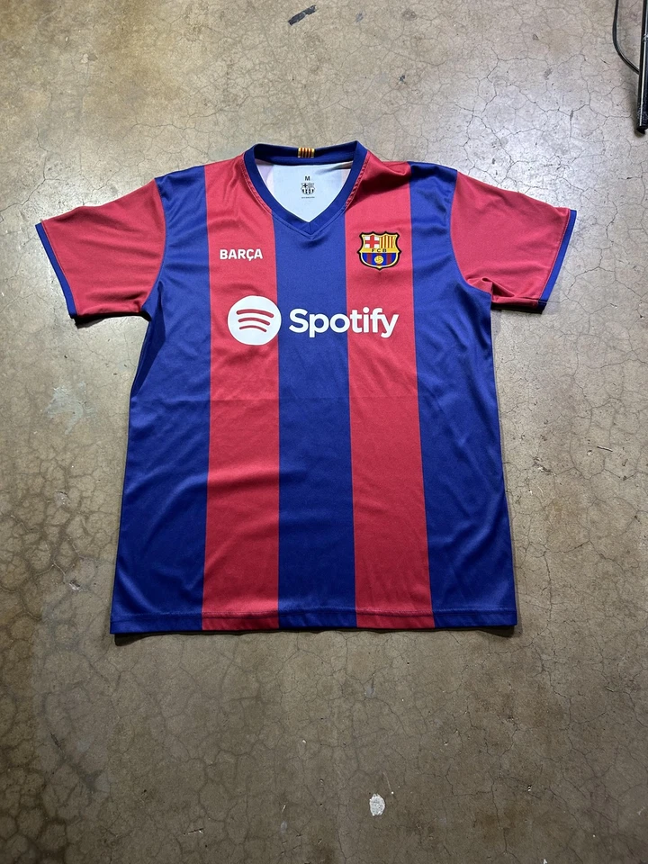Футболка мужская FC Barcelona средний размер сине-красная футбольная Левандовски 9 Spotify УВКБ ООН - Изображение 1 из 4