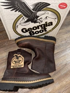 Georgia Boots Youth Round Toe Leather Brown Work Outdoor Rugged Farm Wear 2.5 - Picture 1 of 18