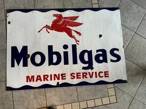 Antique style barn find look Mobil Marine dealer sales service oil gas pump - Picture 1 of 1