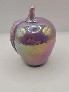 Fermacarte Gibson Vetro Apple Vetro Arte Iridescente 1997 - Lavanda - Foto 1 di 9