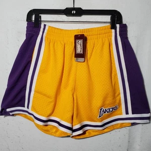 Los Angeles Lakers Shorts Women Large Gold Purple NBA Basketball Mesh Drawstring - Picture 1 of 16