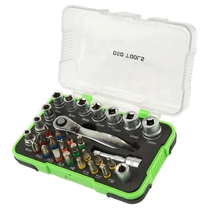 Tool Kingdom 31PC 1/4′′ JUEGO DE BROCAS Y TOMAS DE DR CON LLAVE DE TRINQUETE - Imagen 1 de 3