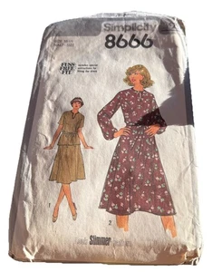 Vintage Simplicity 8666 Dress Sewing Pattern Size 16½ Half Size 1980s - Picture 1 of 3