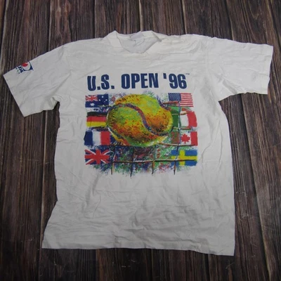 Vintage U.S. Open 96 Shirt Mens White Tennis Graphic Tee USTA 90s T-Shirt - Image 1 of 4