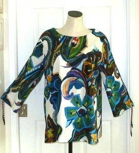 Marina Rinaldi Art-to-Wear Abstract Paisley Floral Top 14W/23 L XL 48"B $445 EUC - Picture 1 of 23