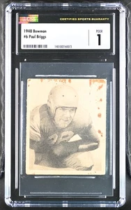 1948 Bowman #6 Paul Briggs Detroit Lions – Rookie - Short Print - CSG 1 Poor - Picture 1 of 2