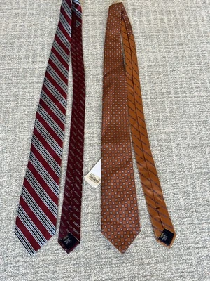 Lote de 2 nuevas corbatas Eagle Shirtmakers para hombre a rayas/geométricas de seda Foto 1 de 4