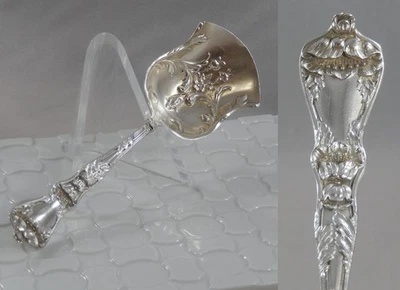 Antigua cucharada de almendra Baker Manchester de plata esterlina 1904 con patrón de amapola SF214 Foto 1 de 2