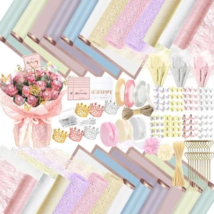 512Pcs Flower Wrapping Paper Kit with 120 Sheets Waterproof Floral Wrapping P... - Picture 1 of 8