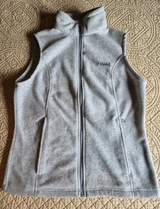 Columbia Women's M Light Gray Fleece Vest Logo Embroidered - Picture 1 of 11