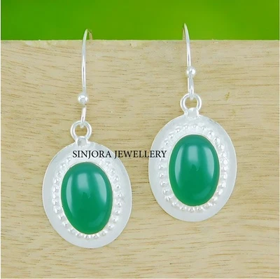 Orecchini pendenti/goccia fatti a mano in argento sterling 925 con pietra... - Immagine 1 di 3