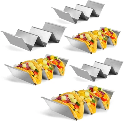 Taco Holders Set of 6, Taco Stand, Stainless Steel Taco Holder, with Easy-Access - Image 1 of 4