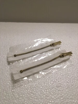 Michael Kors 6-1/4 inch Gold metal White cloth replacement zippers - 2 count - Image 1 of 3