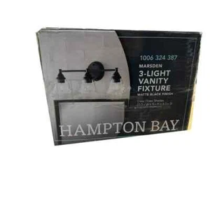 Hampton Bay Marsden 23.5 in. 3-Light Matte Black Transitional Vanity with Clear - Picture 1 of 1