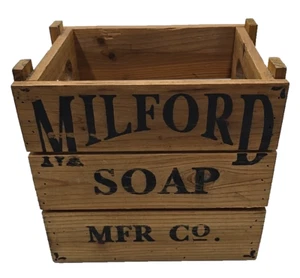 Milford Soap Manufacturing Company rustikale Vintage Bauernhaus Landhaus Holzkiste - Bild 1 von 11