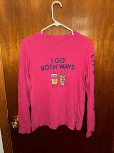 Life Is Good Damen rosa I Go Both Ways Kaffee Langarmshirt Größe Small - Bild 1 von 7