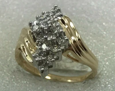 14 карат бриллиант кольцо 14K золото женщины водопад кластер 0,50 карат бриллиант кольцо - Изображение 1 из 4