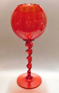 Vaso Calice/Calice 14""h Mod Murano Empoli Vetro Brillante Rosso 14""h - Foto 1 di 6