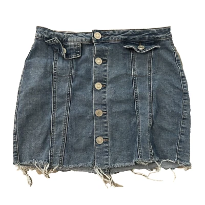Rue 21 Skirt Womens Medium Button Closure Flat Front Pockets Retro Denim Jean - Image 1 of 4