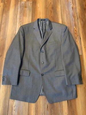 Mens Blazer Sport Coat Suit Jacket John Henry 44R Gray 100% Wool (New With Flaw) - Image 1 of 4