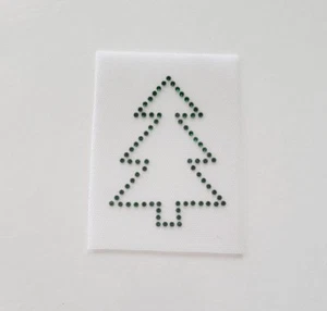 Christmas Tree Appliqué, Iron On Christmas Tree, X-Mas Tree Rhinestone Transfer - Picture 1 of 2