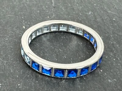 925 Silber Cocktail Ring Zirkonia  Ring Gr 20 (63)  sehr modern hell+dunkel blau - Bild 1 von 4