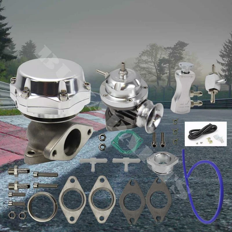 Turbocargador externo cromado 38 mm 2 pernos Wastegate + Controlador Boost + KIT RS BOV Foto 1 de 1