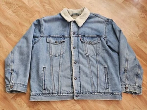 Giacca camionista foderata trapuntata Levis Sherpa uomo XXL 2XL blu denim - lavaggio medio  - Foto 1 di 15