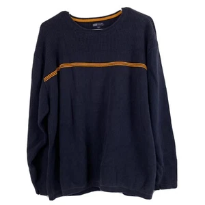 BKE Pullover Sweater Top Men's Size XL Long cable knit Cotton Navy Gold - Picture 1 of 9